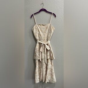 GIANNI BINI Elena‎ Tiered Khaki/Cream Elegant Dress Size 6